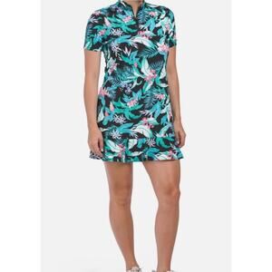 NWT Tommy Bahama Women Small Golf Tennis Beach Dress Cover Black Floral Tropical